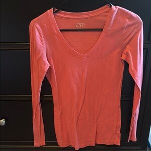 Active Basic Orange Long Sleeve Fitted T-Shirt